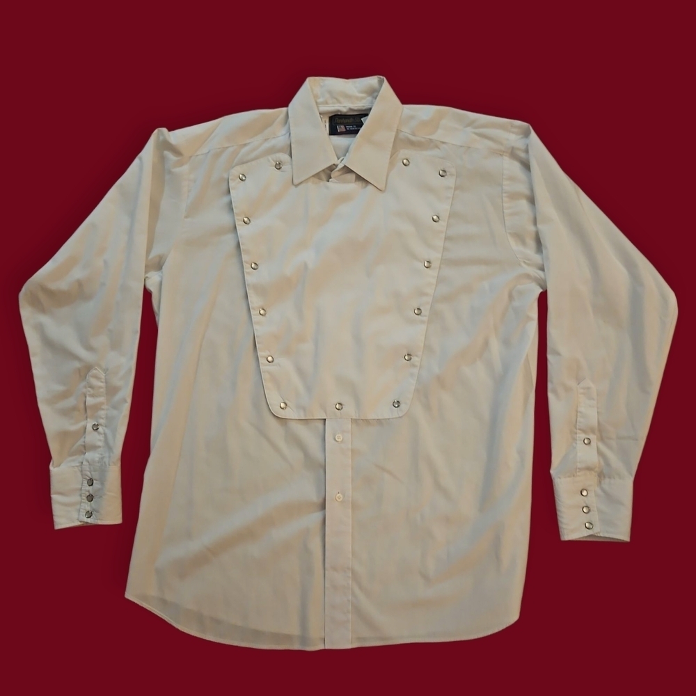 Vtg PANHANDLE SLIM White Bib Front Snap Western Rodeo Shirt XL